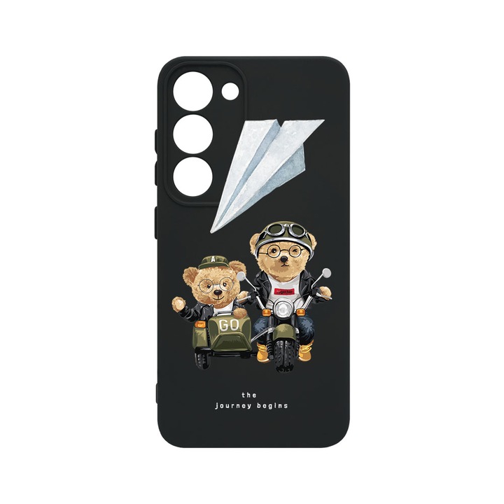Husa BestCase® Premium Liquid Silicon, Compatibila Cu Samsung Galaxy S23, Teddy On The Road, SLIM 1.2MM, Microfibra in interior, Antisoc, Protectie Camera, Margini ridicate pentru protectia ecranului, PB 932