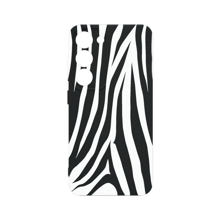 Husa BestCase® Premium Liquid Silicon, Compatibila Cu Samsung Galaxy S23, Black Zebra, SLIM 1.2MM, Microfibra in interior, Antisoc, Protectie Camera, Margini ridicate pentru protectia ecranului, PB 785