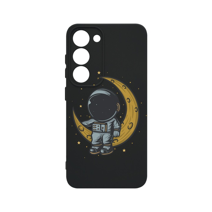 Husa BestCase® Premium Liquid Silicon, Compatibila Cu Samsung Galaxy S23 Plus, Astronaut on Moon, SLIM 1.2MM, Microfibra in interior, Antisoc, Protectie Camera, Margini ridicate pentru protectia ecranului, PB 997