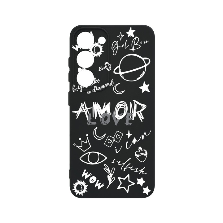 Husa BestCase® Premium Liquid Silicon, Compatibila Cu Samsung Galaxy S23, Goth Love, SLIM 1.2MM, Microfibra in interior, Antisoc, Protectie Camera, Margini ridicate pentru protectia ecranului, PB 984