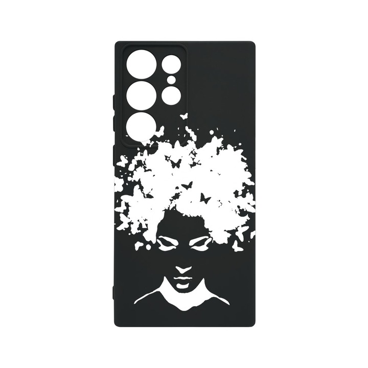 Husa BestCase® Premium Liquid Silicon, Compatibila Cu Samsung Galaxy S23 Ultra, Woman BW, SLIM 1.2MM, Microfibra in interior, Antisoc, Protectie Camera, Margini ridicate pentru protectia ecranului, PB 51