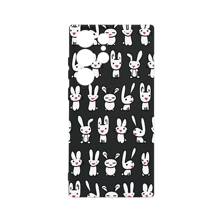 Husa BestCase® Premium Liquid Silicon, Compatibila Cu Samsung Galaxy S23 Ultra, Rabbits, SLIM 1.2MM, Microfibra in interior, Antisoc, Protectie Camera, Margini ridicate pentru protectia ecranului, PB 691