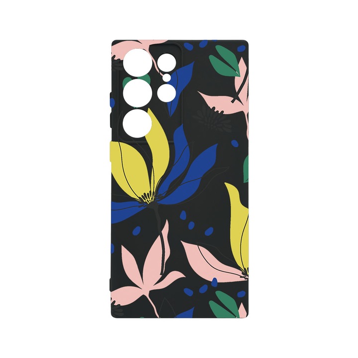 Husa BestCase® Premium Liquid Silicon, Compatibila Cu Samsung Galaxy S23 Ultra, Flowers Pattern, SLIM 1.2MM, Microfibra in interior, Antisoc, Protectie Camera, Margini ridicate pentru protectia ecranului, PB 754