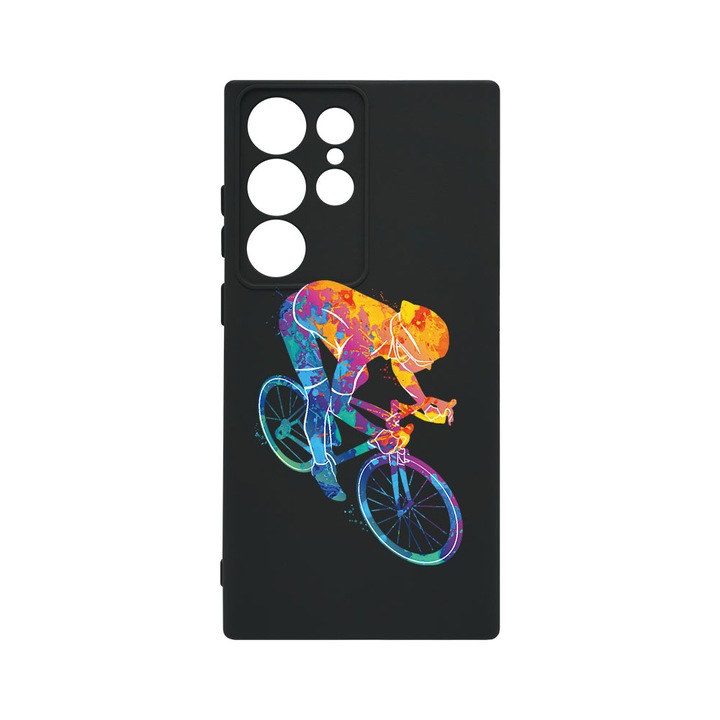 Husa BestCase® Premium Liquid Silicon, Compatibila Cu Samsung Galaxy S23 Ultra, Cyclist Colorful, SLIM 1.2MM, Microfibra in interior, Antisoc, Protectie Camera, Margini ridicate pentru protectia ecranului, PB 793