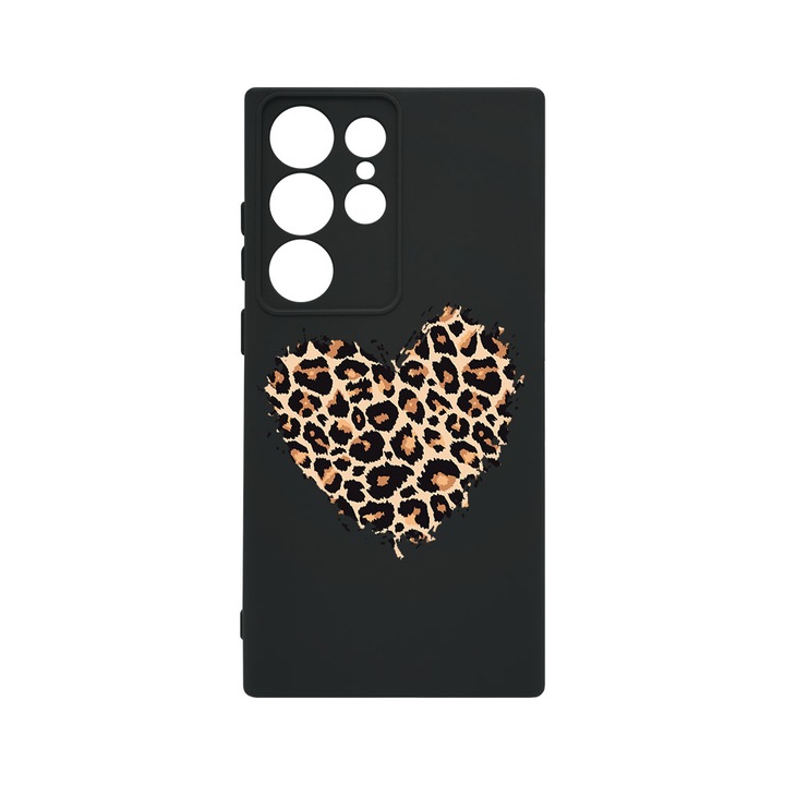Husa BestCase® Premium Liquid Silicon, Compatibila Cu Samsung Galaxy S23 Ultra, Leopard Heart, SLIM 1.2MM, Microfibra in interior, Antisoc, Protectie Camera, Margini ridicate pentru protectia ecranului, PB 761
