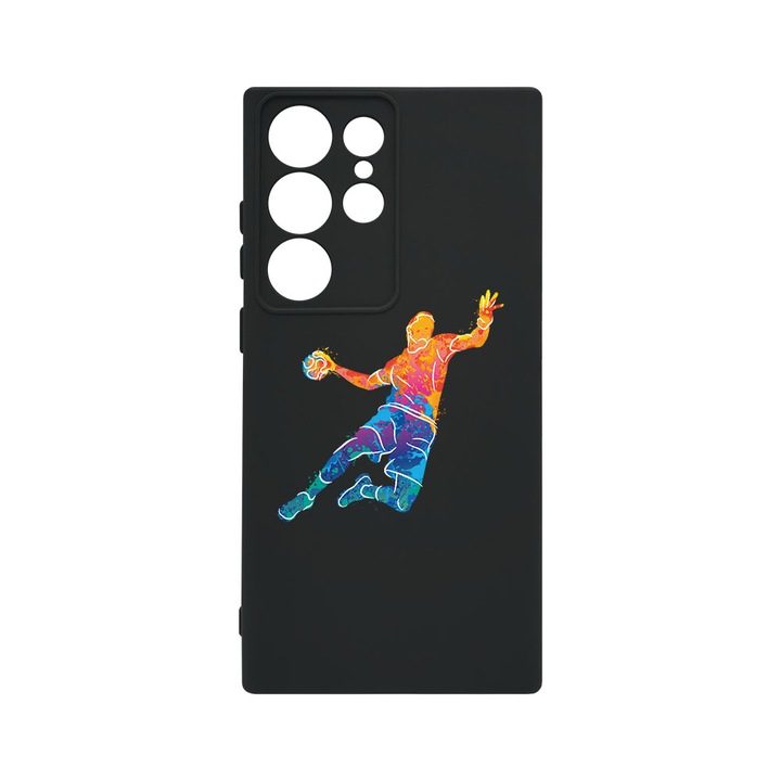 Husa BestCase® Premium Liquid Silicon, Compatibila Cu Samsung Galaxy S23 Ultra, Handball Colorful, SLIM 1.2MM, Microfibra in interior, Antisoc, Protectie Camera, Margini ridicate pentru protectia ecranului, PB 800