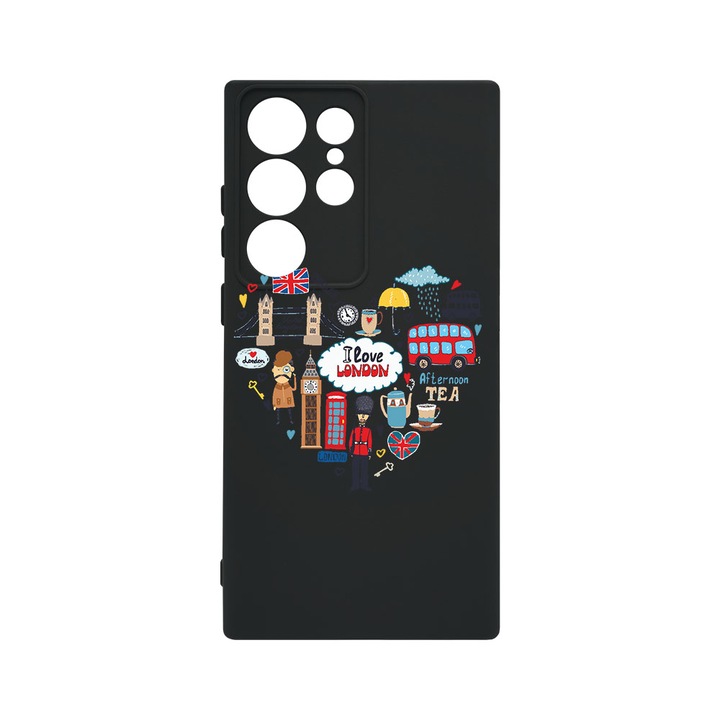 Husa BestCase® Premium Liquid Silicon, Compatibila Cu Samsung Galaxy S23 Ultra, I Love London, SLIM 1.2MM, Microfibra in interior, Antisoc, Protectie Camera, Margini ridicate pentru protectia ecranului, PB 732
