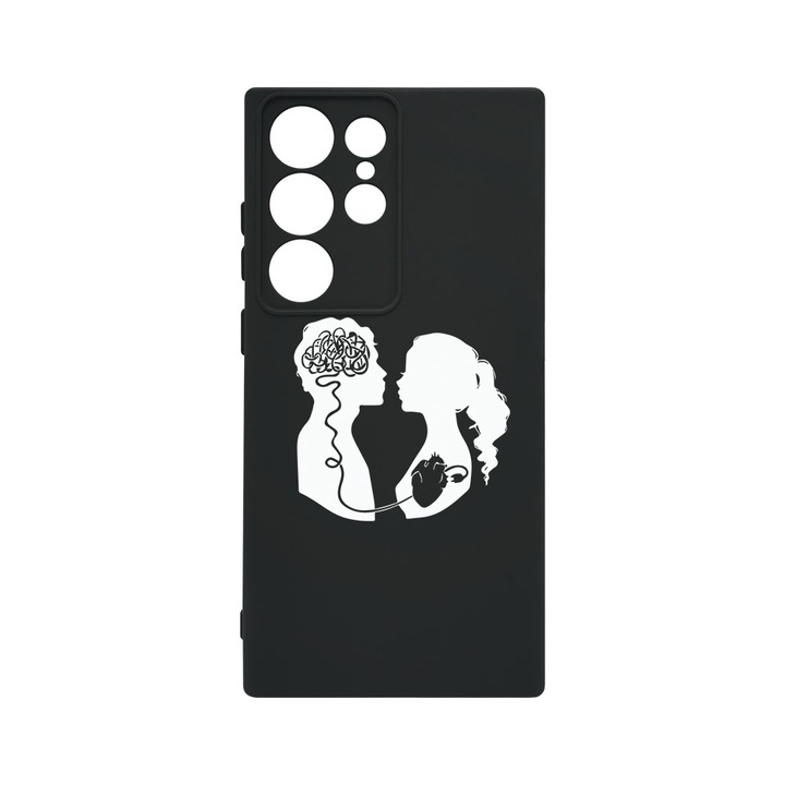 Husa BestCase® Premium Liquid Silicon, Compatibila Cu Samsung Galaxy S23 Ultra, Love With Brain, SLIM 1.2MM, Microfibra in interior, Antisoc, Protectie Camera, Margini ridicate pentru protectia ecranului, PB 748