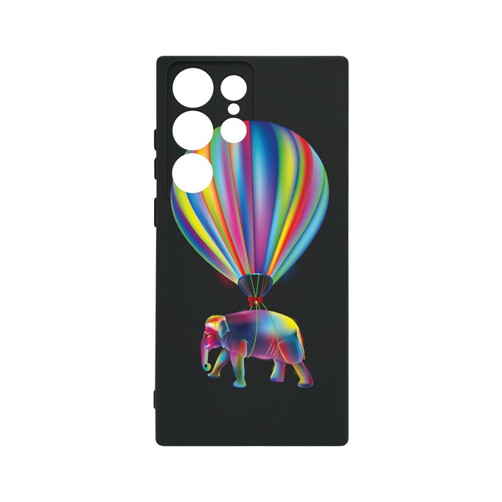 Husa BestCase® Premium Liquid Silicon, Compatibila Cu Samsung Galaxy S23 Ultra, Rainbow Elefant, SLIM 1.2MM, Microfibra in interior, Antisoc, Protectie Camera, Margini ridicate pentru protectia ecranului, PB 767