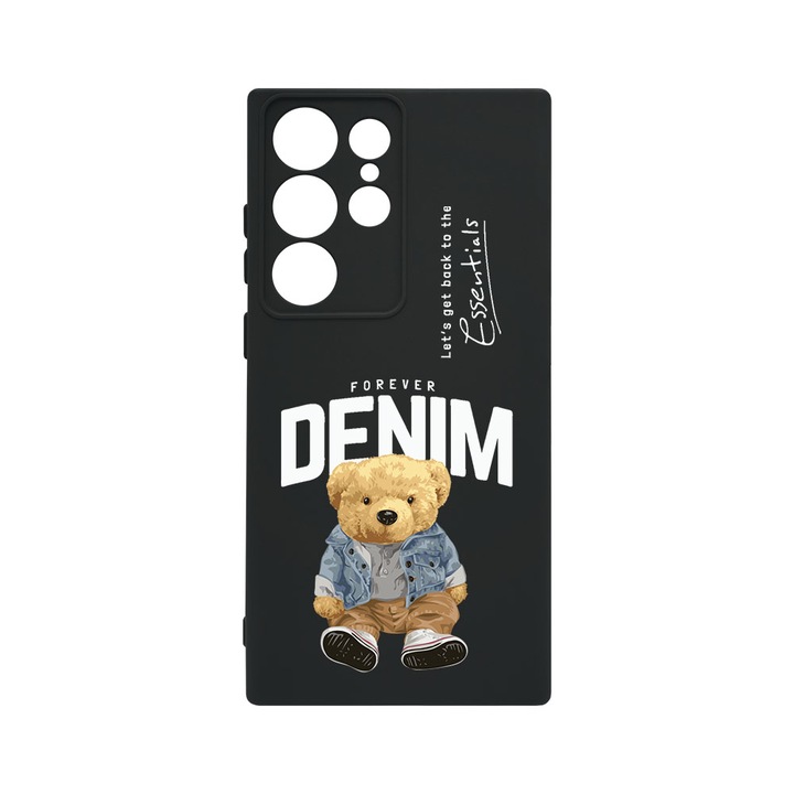 Husa BestCase® Premium Liquid Silicon, Compatibila Cu Samsung Galaxy S23 Ultra, Denim Style Teddy Bear, SLIM 1.2MM, Microfibra in interior, Antisoc, Protectie Camera, Margini ridicate pentru protectia ecranului, PB 930