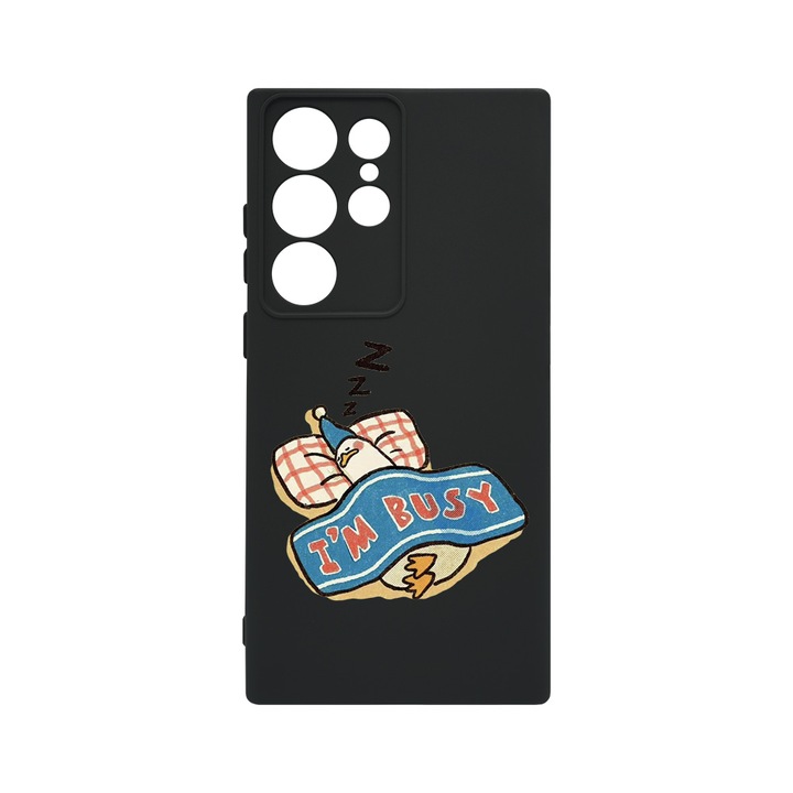 Husa BestCase® Premium Liquid Silicon, Compatibila Cu Samsung Galaxy S23 Ultra, I'm Busy, SLIM 1.2MM, Microfibra in interior, Antisoc, Protectie Camera, Margini ridicate pentru protectia ecranului, PB 1016