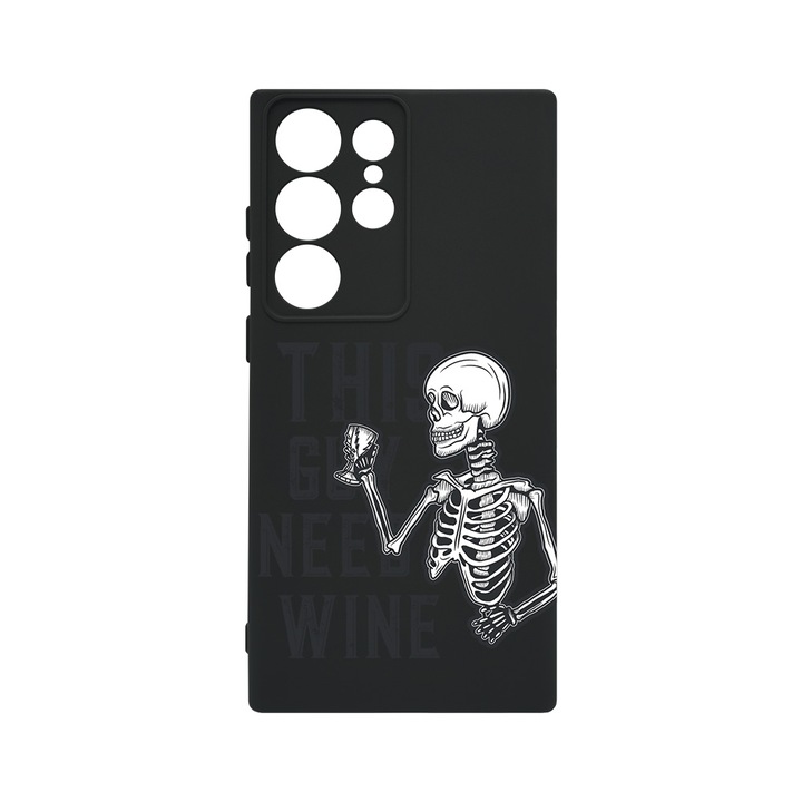 Husa BestCase® Premium Liquid Silicon, Compatibila Cu Samsung Galaxy S23 Ultra, This Guy Need Wine, SLIM 1.2MM, Microfibra in interior, Antisoc, Protectie Camera, Margini ridicate pentru protectia ecranului, PB 1026