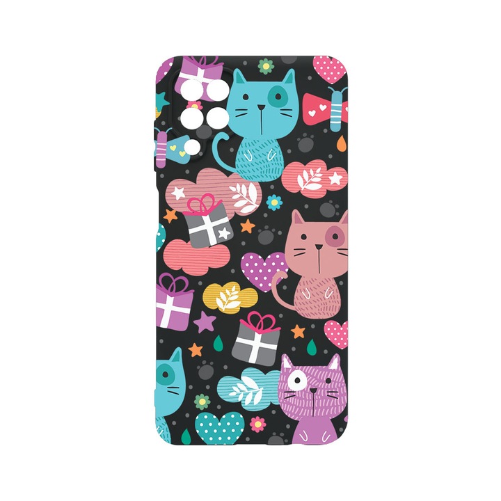 Husa BestCase® Premium Liquid Silicon, Compatibila Cu Samsung Galaxy A12 / Galaxy M12, Lovely Cat, SLIM 1.2MM, Microfibra in interior, Antisoc, Protectie Camera, Margini ridicate pentru protectia ecranului, PB 41