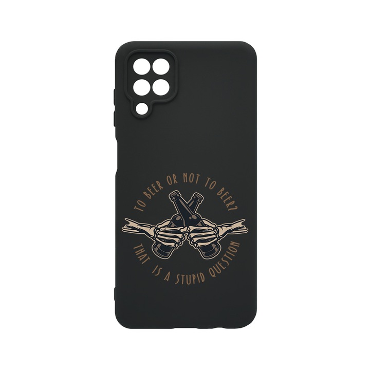 Husa BestCase® Premium Liquid Silicon, Compatibila Cu Samsung Galaxy A12 / Galaxy M12, To Beer Or Not To Beer, SLIM 1.2MM, Microfibra in interior, Antisoc, Protectie Camera, Margini ridicate pentru protectia ecranului, PB 1025
