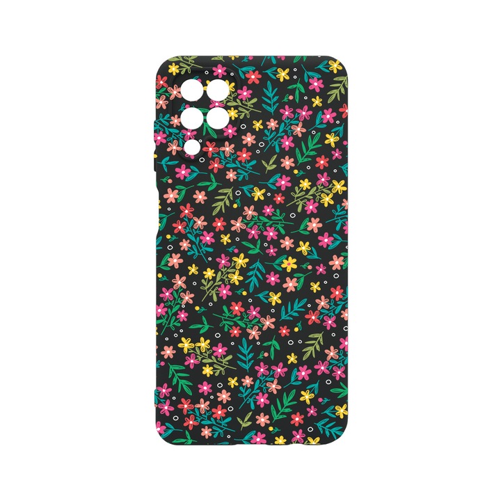 Husa BestCase® Premium Liquid Silicon, Compatibila Cu Samsung Galaxy A12 / Galaxy M12, Flower Pattern, SLIM 1.2MM, Microfibra in interior, Antisoc, Protectie Camera, Margini ridicate pentru protectia ecranului, PB 954