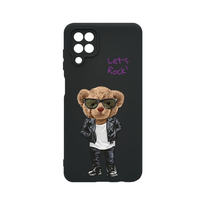 Husa BestCase® Premium Liquid Silicon, Compatibila Cu Samsung Galaxy A12 / Galaxy M12, Let's Rock Teddy Bear, SLIM 1.2MM, Microfibra in interior, Antisoc, Protectie Camera, Margini ridicate pentru protectia ecranului, PB 929