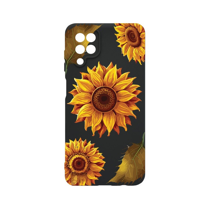 Husa BestCase® Premium Liquid Silicon, Compatibila Cu Samsung Galaxy A12 / Galaxy M12, Sun Flower, SLIM 1.2MM, Microfibra in interior, Antisoc, Protectie Camera, Margini ridicate pentru protectia ecranului, PB 1070