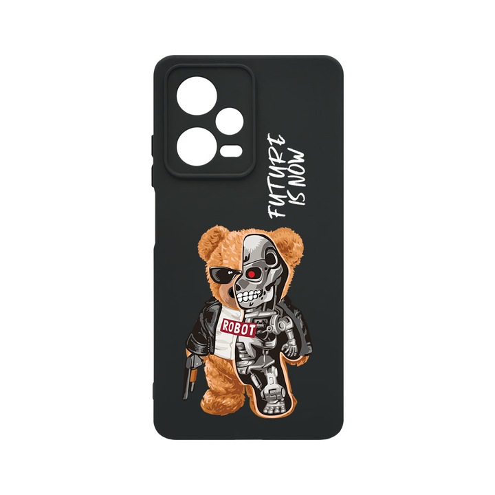 Husa BestCase® Premium Liquid Silicon, Compatibila Cu Poco X5 Pro / Xiaomi Redmi Note 12 Pro 5G, Half Robot Half Teddy Bear, SLIM 1.2MM, Microfibra in interior, Antisoc, Protectie Camera, Margini ridicate pentru protectia ecranului, PB 931