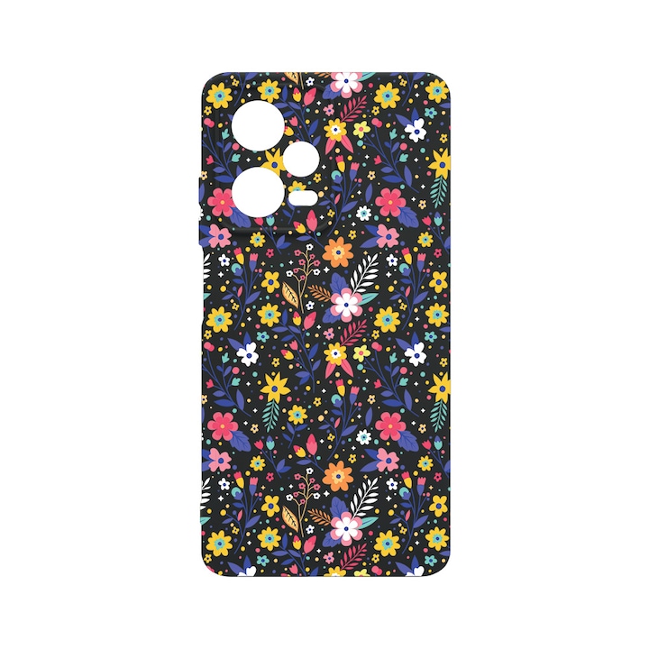 BestCase Liquid Szilikon telefontok, Xiaomi Redmi Note 12 Pro 5G, Flower Pattern, SLIM 1.2MM, kamera védelem, mikroszálas puha belső, PB 955