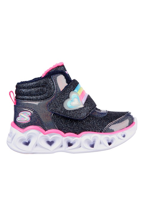 Skechers, Боти Heart Lights Briliant Rainbo с бляскав ефект, Розово/Тъмносин