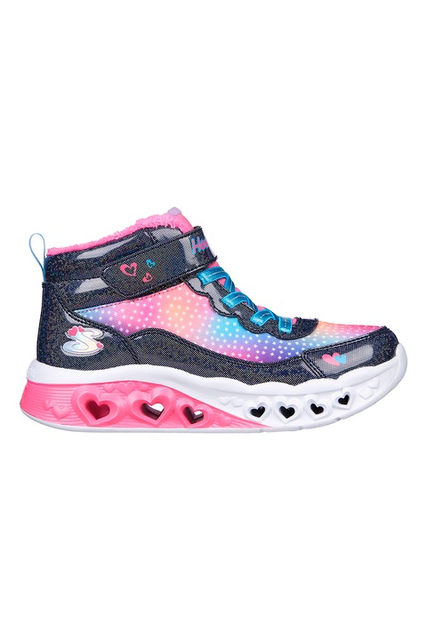Skechers, Боти Flutter Heart Lights с LED светлини, Розово/Тъмносин