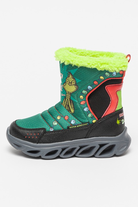 Skechers, Cizme cu finisaj impermeabil Hypno Flash 3.0, Verde/Negru/Galben