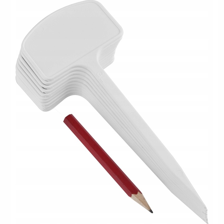 Set 30 placute pentru etichetarea plantelor si creion, Browin, Plastic, Alb