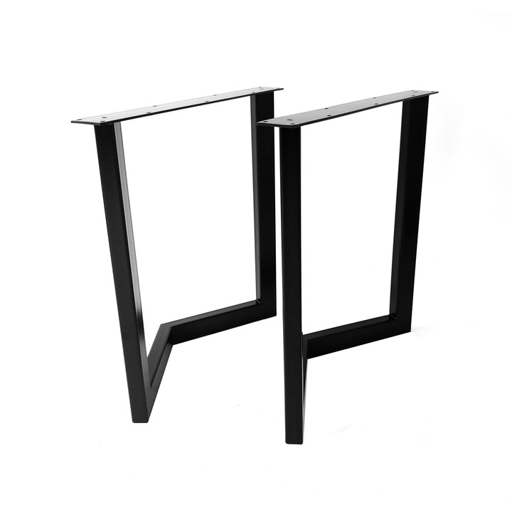Set 2 picioare masa stil scandinav, moderne H72x70x6x4 cm, in forma de V, Vopsire in camp electrostatic, Finisaje Premium, BalustradeTM, Metal Negru