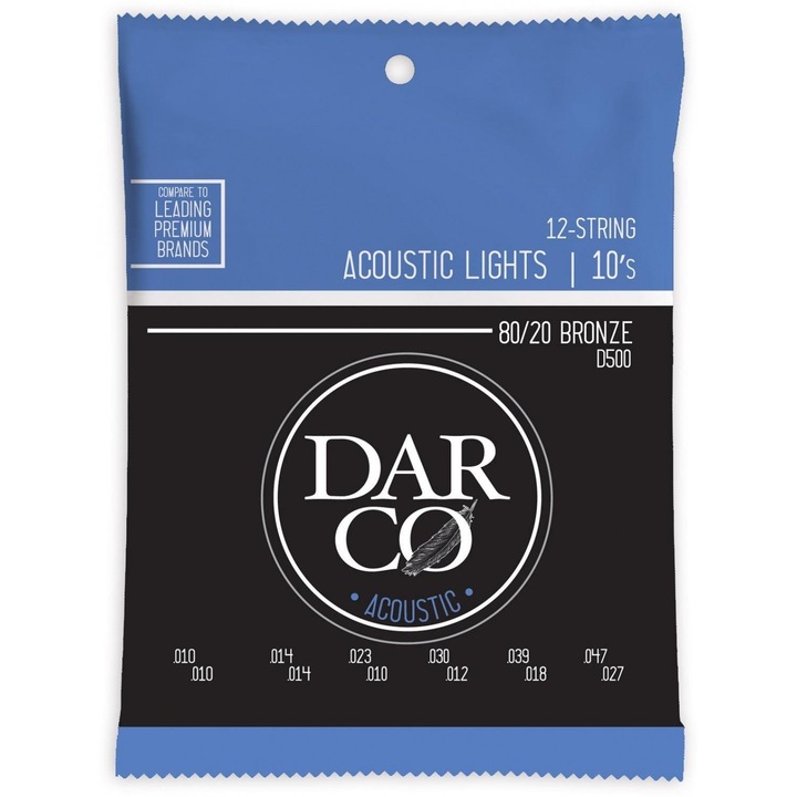 Set 12 corzi pentru chitara acustica D500, Martin Guitar, Light
