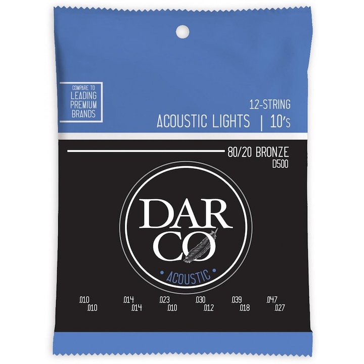 Set 12 corzi pentru chitara acustica D500, Martin Guitar, Light