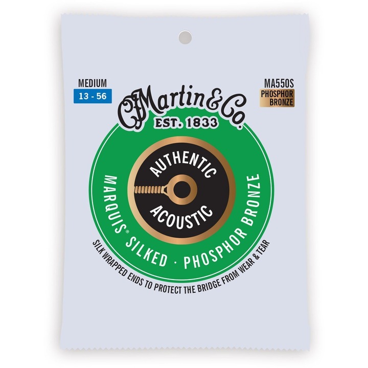 Set de coarde pentru chitara acustica Martin Guitar Authentic Acoustic MA550S, fosfor bronz, medium