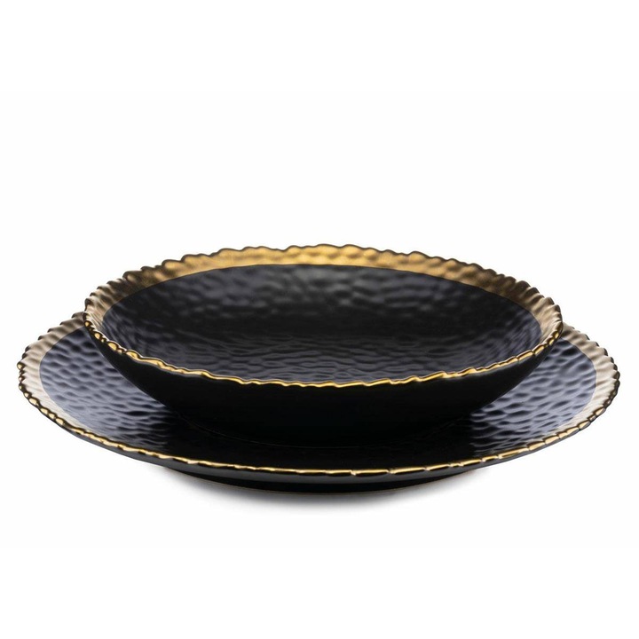 Set de 8 farfurii, HowHomely, Negru