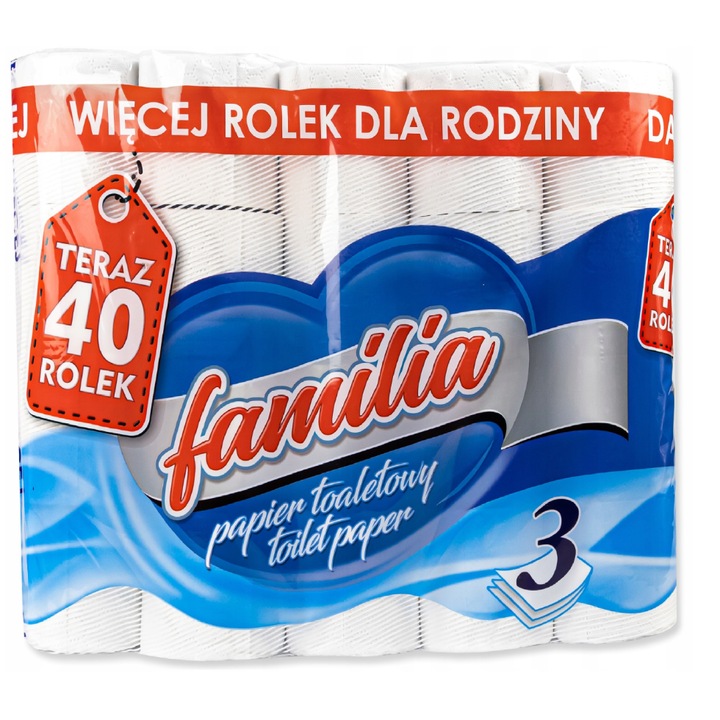 FAMILIA WC papír, 3 rétegű, 40 tekercs, Fehér