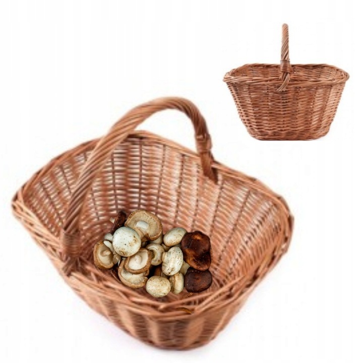 Kosár, Bádogtúrák, Fonott, 40 x 32 x 16 cm, Barna