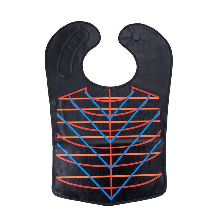 Guler pentru coafura, Ponik's, Bko004, Protectiv cu sablon, Negru, 67 x 45 cm, Antistatic, Inchis cu magnet, Rezistent la substante chimice, Ideal pentru stilisti incepatori, Faciliteaza taieturi precise