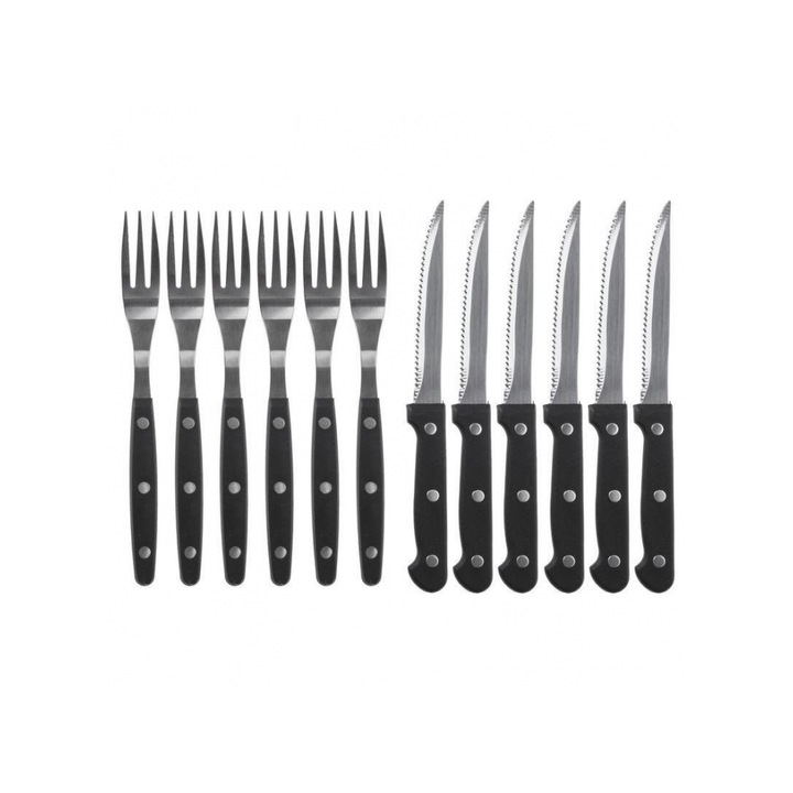 12 db-os grill evőeszköz készlet, Kiváló háztartási ruha, fekete/ezüst