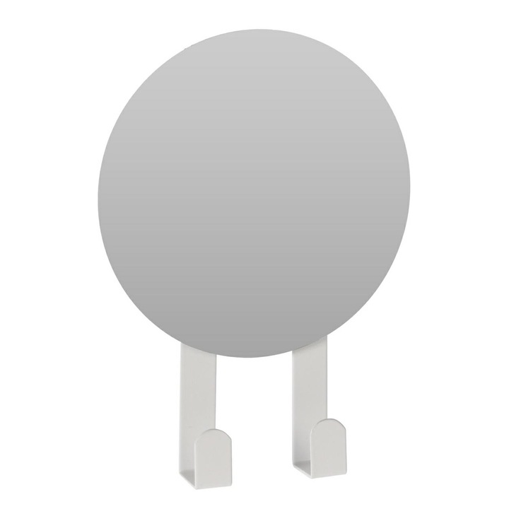 Oglinda, H&S, Doua Carlige Metalice, Utilizare Practica Pentru Machiaj, Fixare Pe Perete, Alba