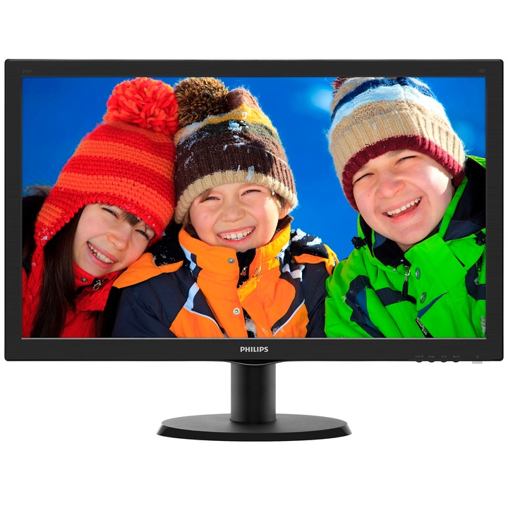 Monitor LED Philips 23.6" Wide, Full HD, DVI, Negru, 243V5LSB
