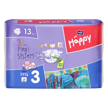 Scutece Happy Midi, 13 buc Scutece Happy Midi, 13 buc