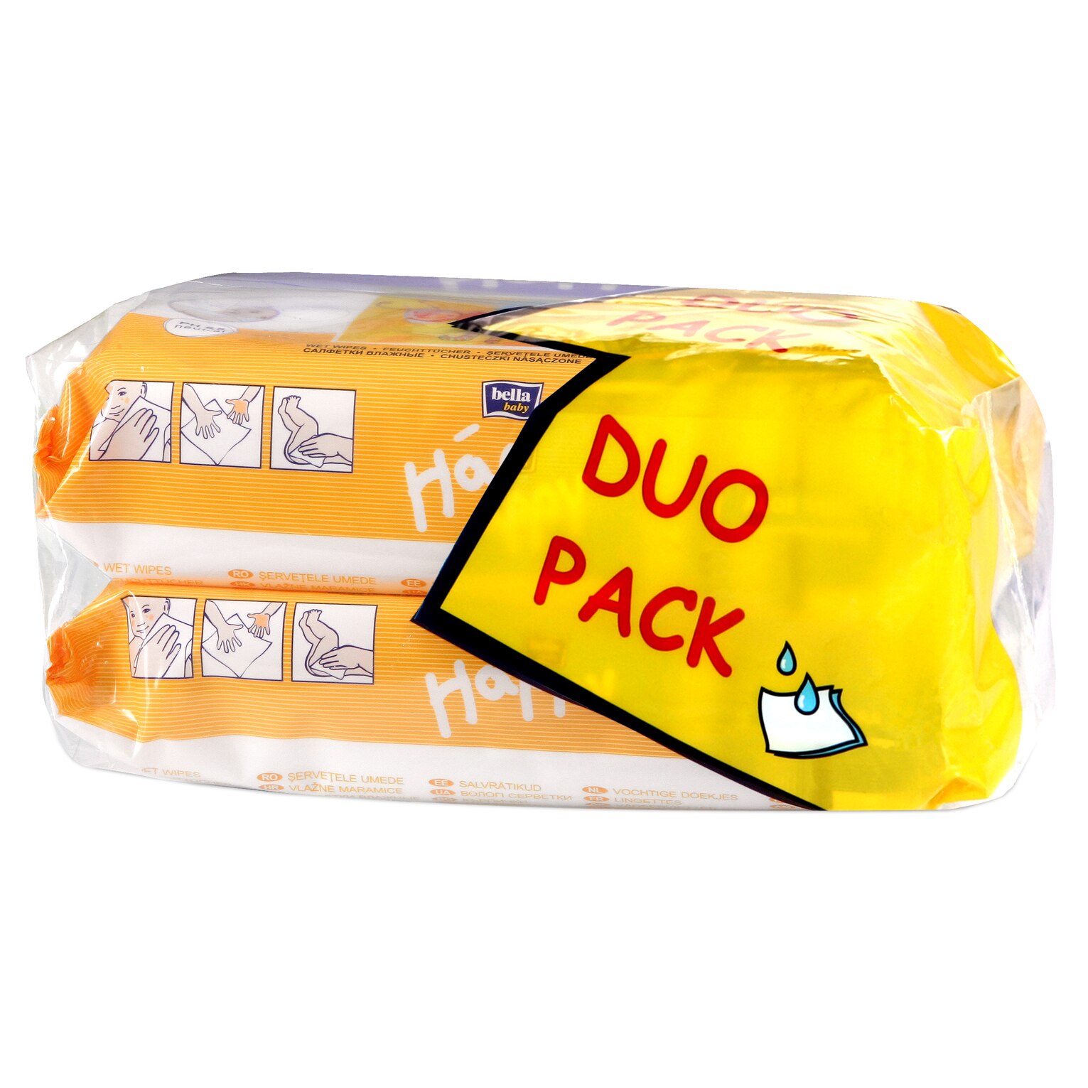 Servetele umede Happy Milk&Honey Duo pack, 2 x 64 buc