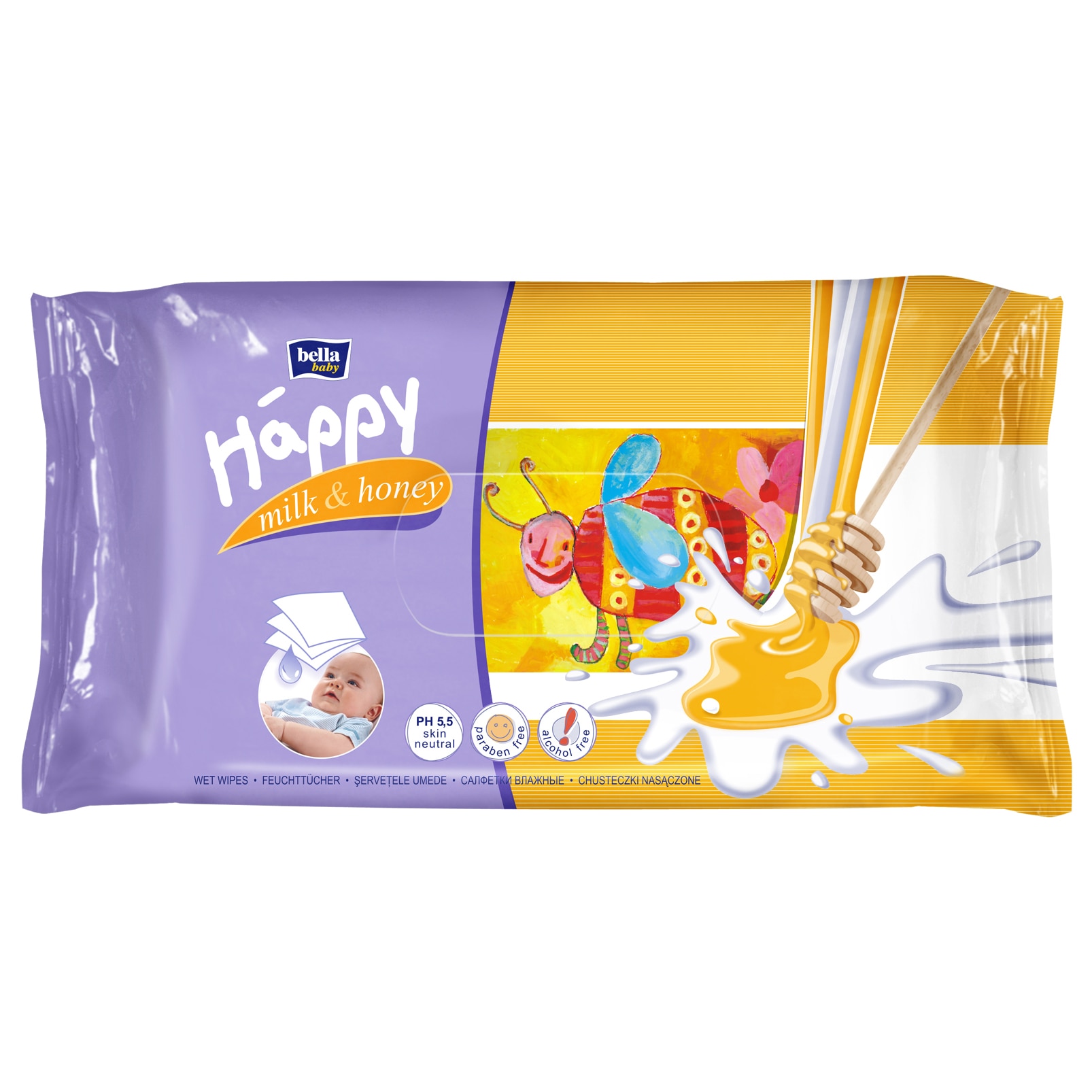 Servetele umede Happy Milk&Honey, 64 buc