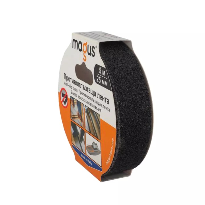 Banda anti-alunecare, 5m/25mm, MAGUS, Negru
