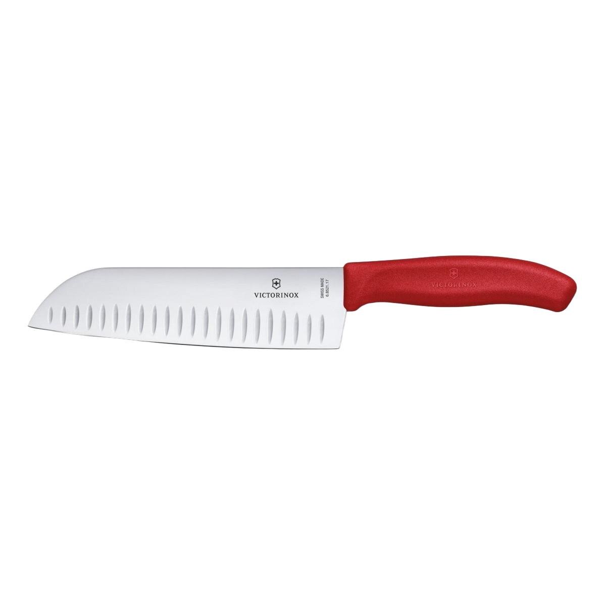 Кухненски нож Victorinox, Santoku, Inox, Червен - eMAG.bg