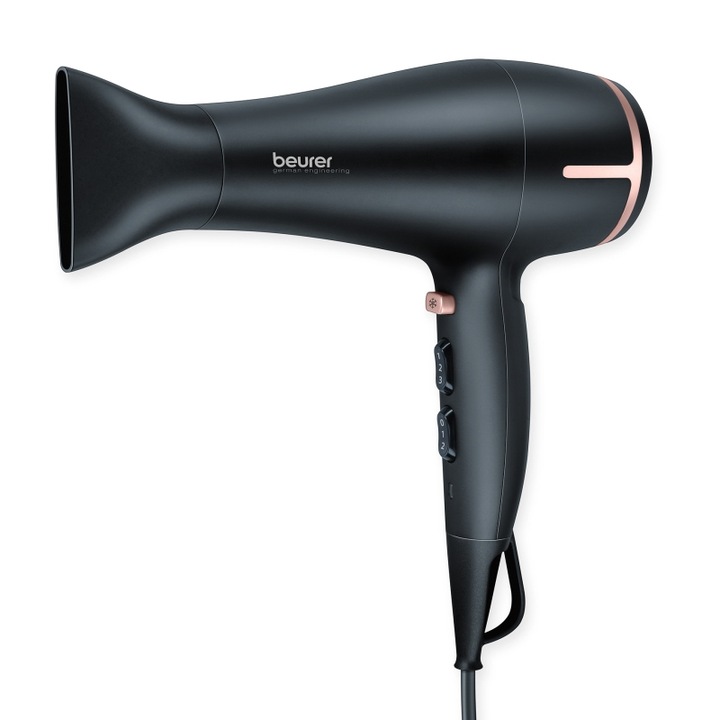 Сешоар Beurer, 2000 W, Сензор за докосване, Йонна функция, 3 настройки на топлината, 2 настройки на вентилатора, Студен въздух, Защита от прегряване, Черен