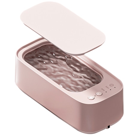 Aparat de curatare cu ultrasunete, Vaxiuja, 45000Hz, 15 W, pentru cosmetice, bijuterii, portabil, sterilizare si dezinfectare, Componente plastice/electronice, Roz