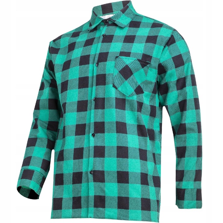 Мъжка работна риза, Lahti Pro, Памук, Зелено/Черно, L