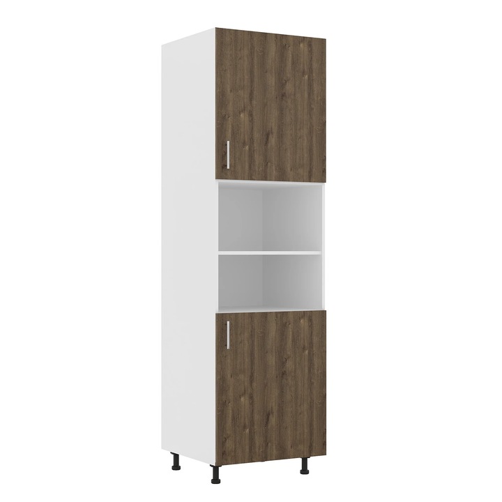 Corp Turn haaus Karo, 2 Usi, cu spatiu cuptor, Stejar Bronz/Alb, 60 x 57 x 210 cm
