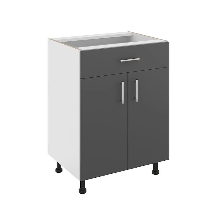 Corp Baza haaus Karo, 1 Sertar, 2 Usi, Antracit/Alb, 60 x 50 x 80 cm