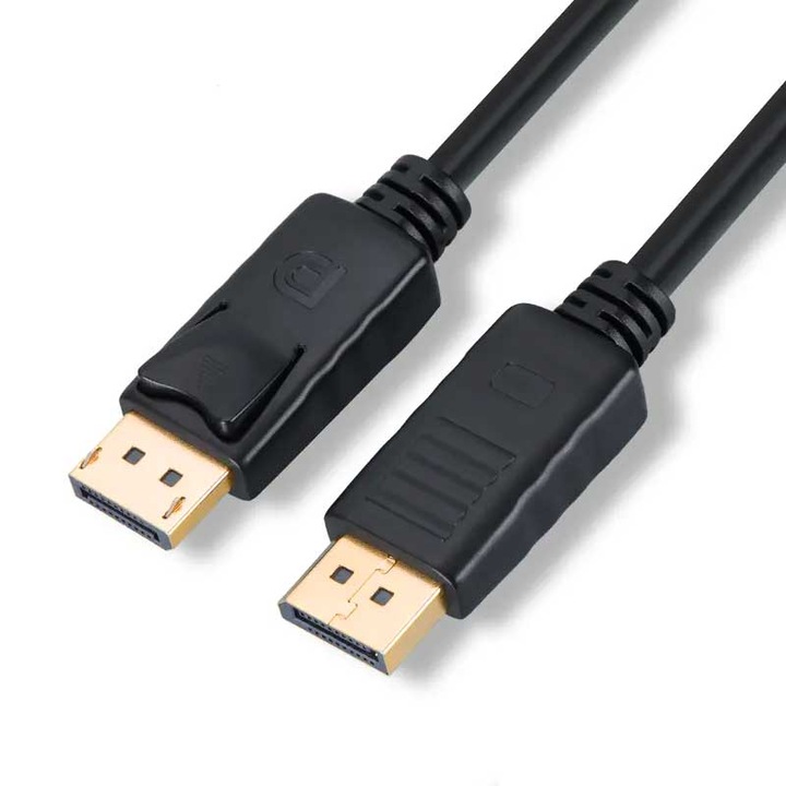 Кабел, Дължина 1.5м, Displayport 4K кабел, Черен/златист