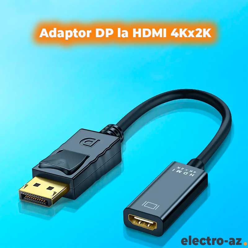 Adaptor Displayport Tata la HDMI Mama, 4K 30HZ 25cm eMAG.ro